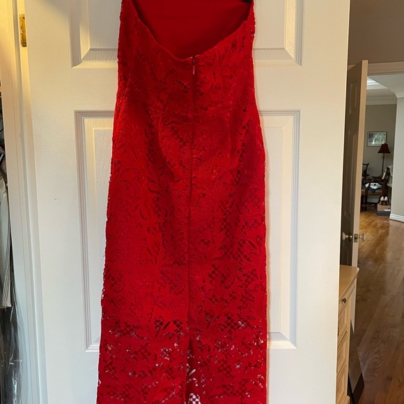 Topshop Red Lace Overlay Column Dress - Picture 3 of 3